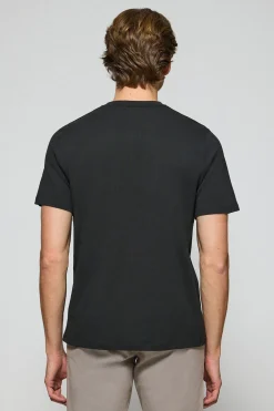 Camiseta negra de cuello redondo con logotipo engomado Polo Club