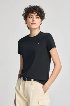 Camiseta negra de cuello redondo con bordado Rigby Go