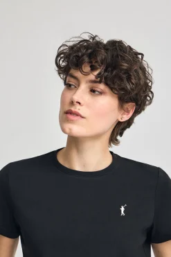 Camiseta negra de cuello redondo con bordado Rigby Go