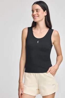 Camiseta negra de tirantes con bordado Rigby Go