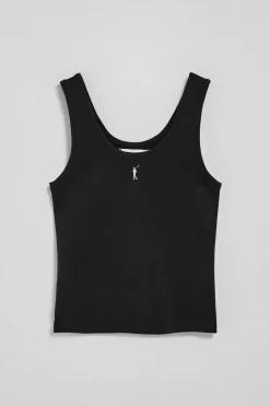 Camiseta negra de tirantes con bordado Rigby Go