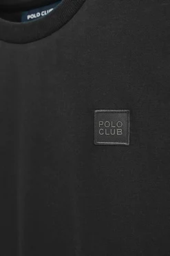 Camiseta negra holgada con detalle Polo Club