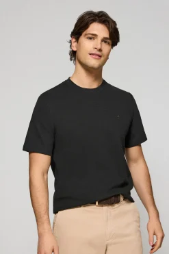 Camiseta negra microestructura con monograma bordado PC
