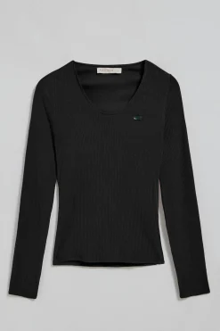 Camiseta negra Penelope con detalle de botón nacarado Polo Club
