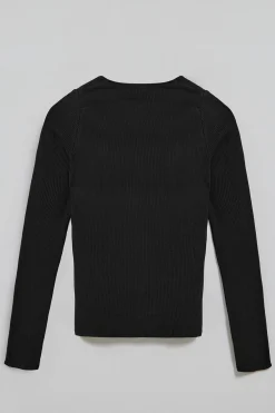 Camiseta negra Penelope con detalle de botón nacarado Polo Club