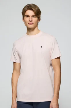 Camiseta rosa claro con cuello redondo y logo bordado Rigby Go