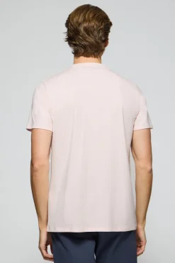 Camiseta rosa claro con cuello redondo y logo bordado Rigby Go