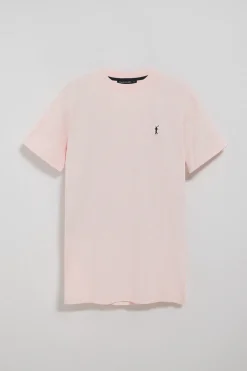 Camiseta rosa claro con cuello redondo y logo bordado Rigby Go