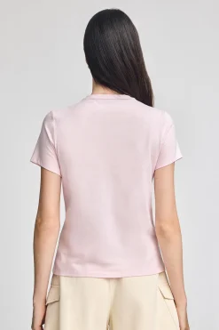 Camiseta rosa de cuello redondo con bordado Rigby Go