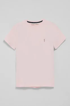 Camiseta rosa de cuello redondo con bordado Rigby Go