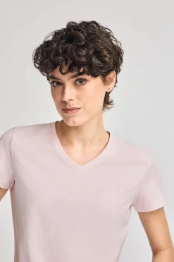 Camiseta rosa de escote en pico y bordado Rigby Best