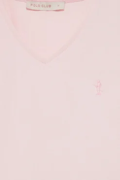 Camiseta rosa de escote en pico y bordado Rigby Best