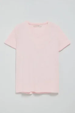 Camiseta rosa de escote en pico y bordado Rigby Best