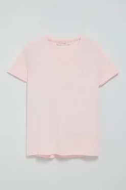 Camiseta rosa de escote en pico y bordado Rigby Best