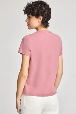 Camiseta rosa empolvado de cuello redondo con bordado Rigby Go
