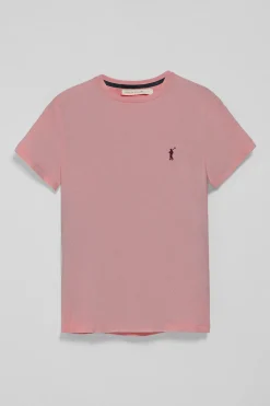 Camiseta rosa empolvado de cuello redondo con bordado Rigby Go