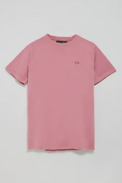 Camiseta rosa empolvado garment dye con detalle Polo Club