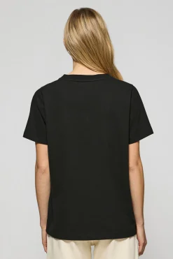 Camiseta Turia negra de acabado peach effect con print engomado Polo Club