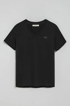 Camiseta Turia negra de acabado peach effect con print engomado Polo Club