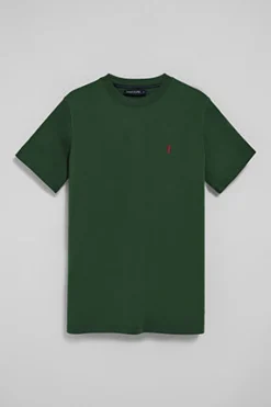 Camiseta verde botella con cuello redondo y bordado Rigby Go