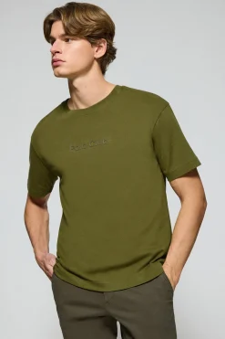 Camiseta verde caqui de manga corta y cuello redondo con logotipo Polo Club