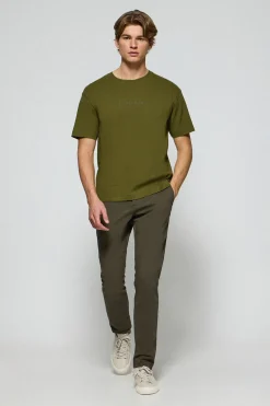 Camiseta verde caqui de manga corta y cuello redondo con logotipo Polo Club
