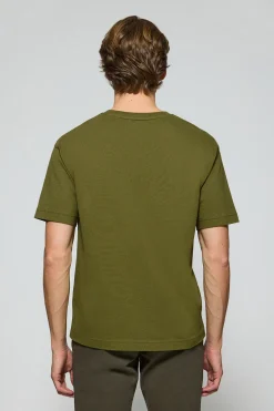 Camiseta verde caqui de manga corta y cuello redondo con logotipo Polo Club