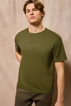 Camiseta verde caqui de manga corta y cuello redondo con logotipo Polo Club