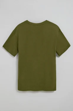 Camiseta verde caqui de manga corta y cuello redondo con logotipo Polo Club