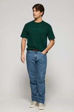 Camiseta verde esmeralda de manga corta y cuello redondo con logotipo Polo Club