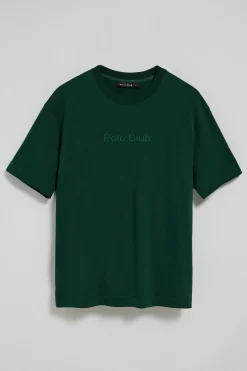 Camiseta verde esmeralda de manga corta y cuello redondo con logotipo Polo Club