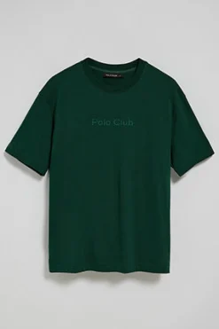 Camiseta verde esmeralda de manga corta y cuello redondo con logotipo Polo Club
