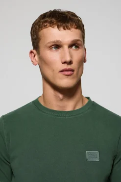 Camiseta verde garment dye con logo engomado Polo Club