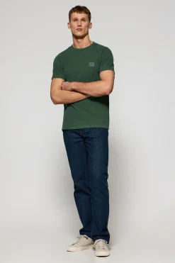 Camiseta verde garment dye con logo engomado Polo Club