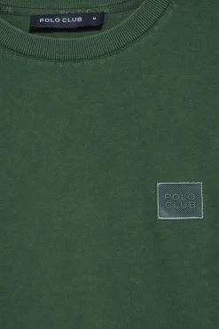 Camiseta verde garment dye con logo engomado Polo Club