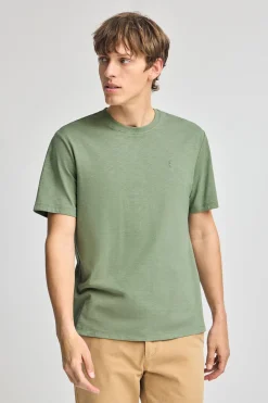 Camiseta verde jade de algodón flamé y bordado Rigby Go