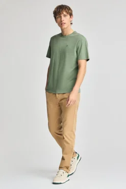 Camiseta verde jade de algodón flamé y bordado Rigby Go