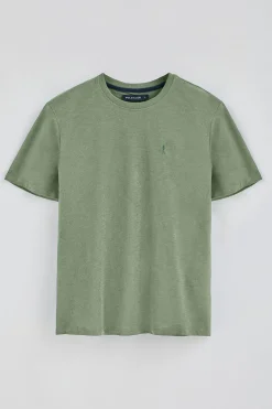 Camiseta verde jade de algodón flamé y bordado Rigby Go