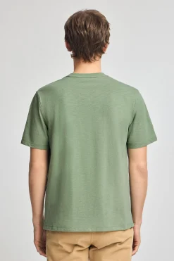 Camiseta verde jade de algodón flamé y bordado Rigby Go