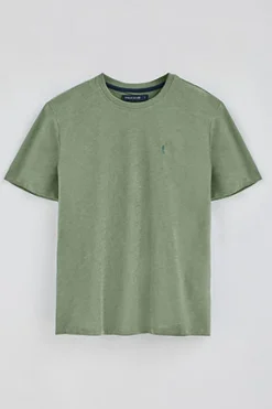 Camiseta verde jade de algodón flamé y bordado Rigby Go