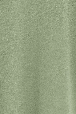 Camiseta verde jade en lino y algodón de cuello redondo y monograma bordado