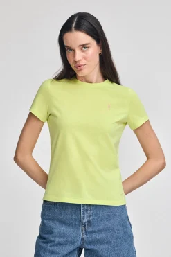 Camiseta verde lima de cuello redondo con bordado Rigby Go