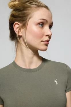 Camiseta verde militar de manga corta con logo bordado Rigby Go
