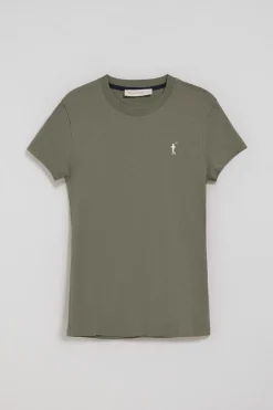 Camiseta verde militar de manga corta con logo bordado Rigby Go