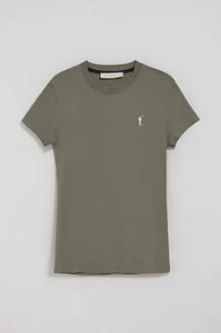 Camiseta verde militar de manga corta con logo bordado Rigby Go