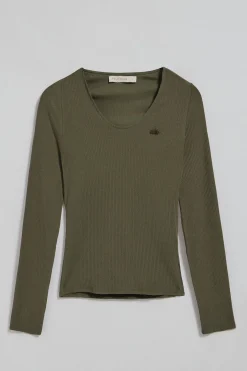 Camiseta verde militar Penelope con detalle de botón nacarado Polo Club