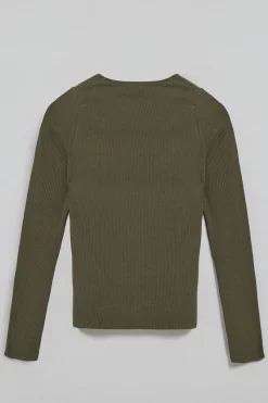 Camiseta verde militar Penelope con detalle de botón nacarado Polo Club