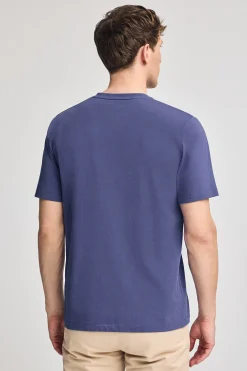 Camiseta violeta azulado de manga corta y cuello de pico con bordado Rigby Best