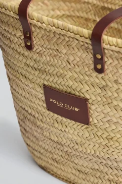 Capazo grande color natural con logo Polo Club
