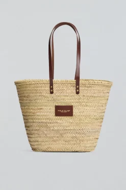 Capazo grande color natural con logo Polo Club